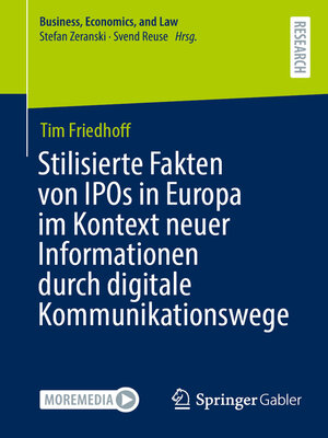 cover image of Stilisierte Fakten von IPOs in Europa im Kontext neuer Informationen durch digitale Kommunikationswege